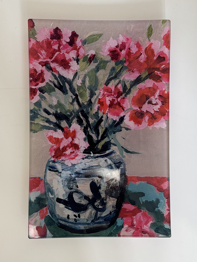 Trinket Tray Small 'Carnations in a Chinese Jar'