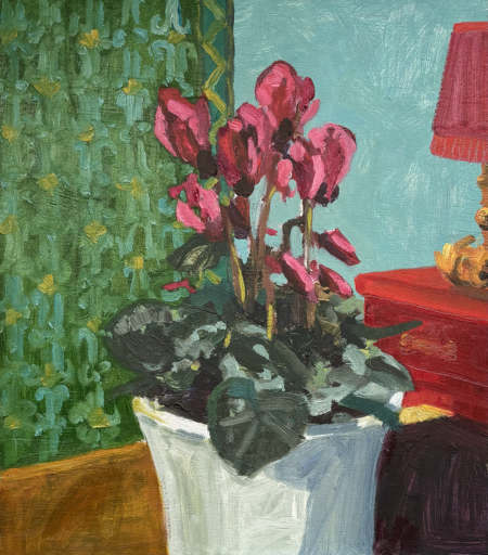 Cyclamen with Green Curtains